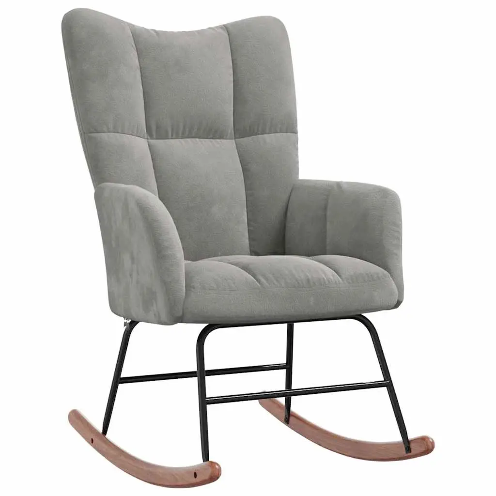 Rocking Chair Light Grey Velvet 328139 - Furniture