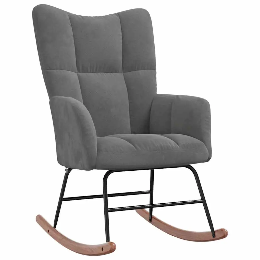 Rocking Chair Dark Grey Velvet 328140 - Furniture