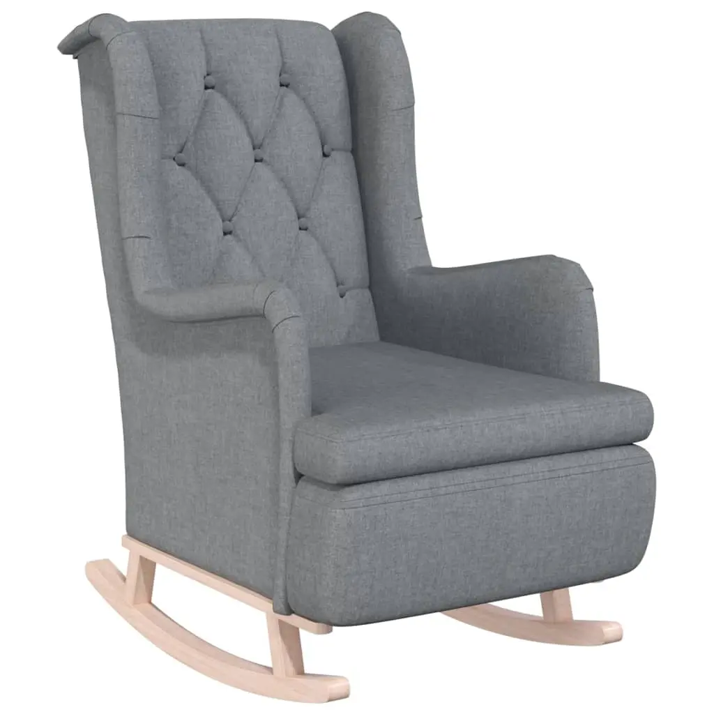 Armchair with Solid Rubber Wood Rocking Legs Light Grey Fabric 329405 - Furniture