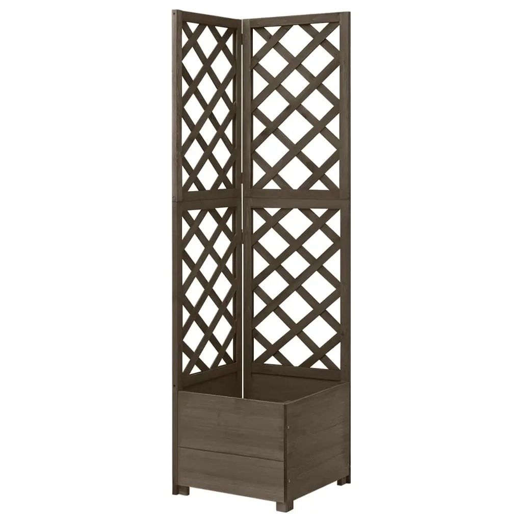 Corner Trellis Planter Grey 40x40x150 cm Solid Fir Wood 316412 - Home & Garden
