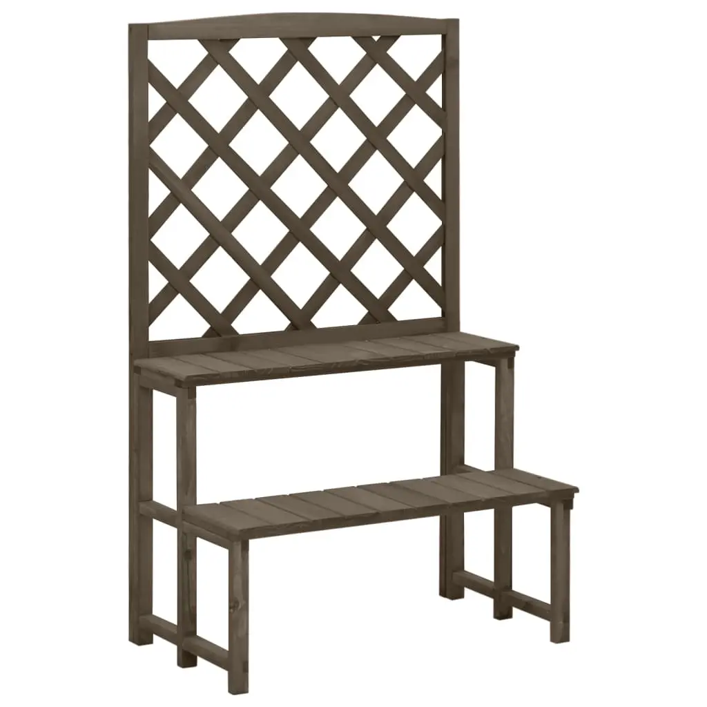 Plant Stand with Trellis Grey 70x42x115 cm Solid Fir Wood 316414 - Home & Garden