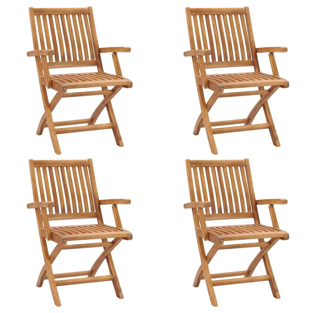 Folding Garden Chairs 4 pcs Solid Teak Wood 3072720 - Furniture