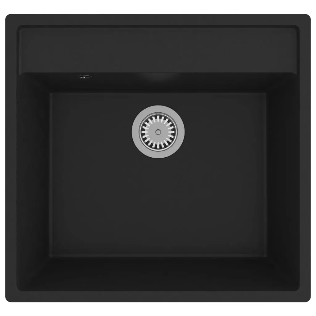 Kitchen Sink with Overflow Hole Black Granite 150997 - Hardware