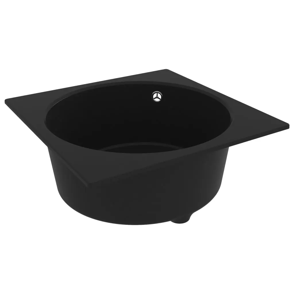 Kitchen Sink with Overflow Hole Black Granite 150999 - Hardware
