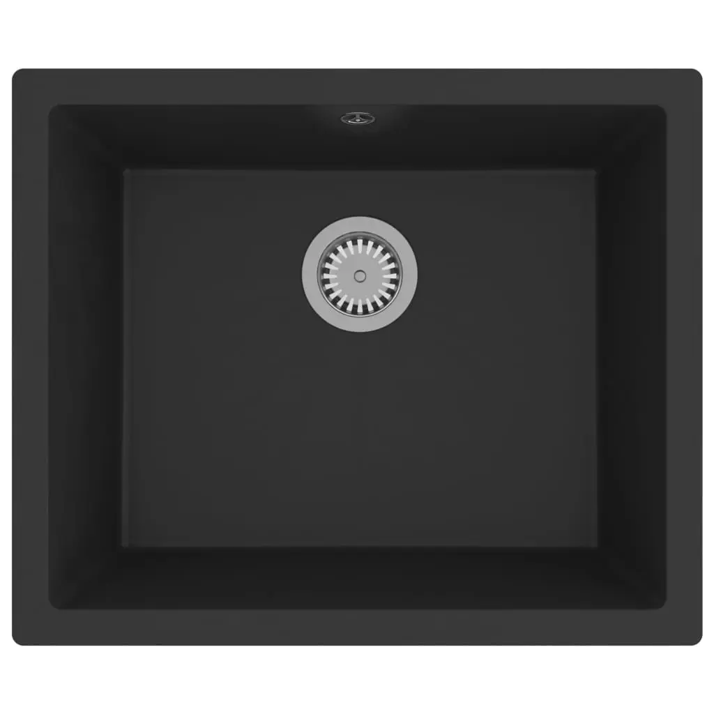Kitchen Sink with Overflow Hole Black Granite 151000 - Hardware