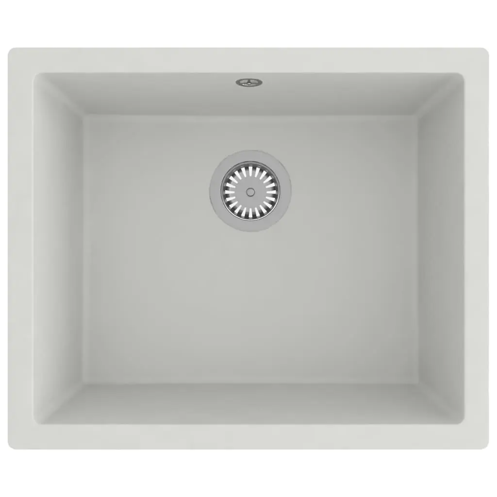Kitchen Sink with Overflow Hole White Granite 151003 - Hardware