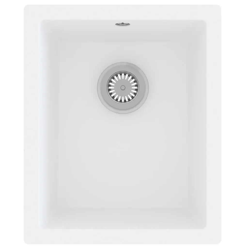 Kitchen Sink with Overflow Hole White Granite 151005 - Hardware