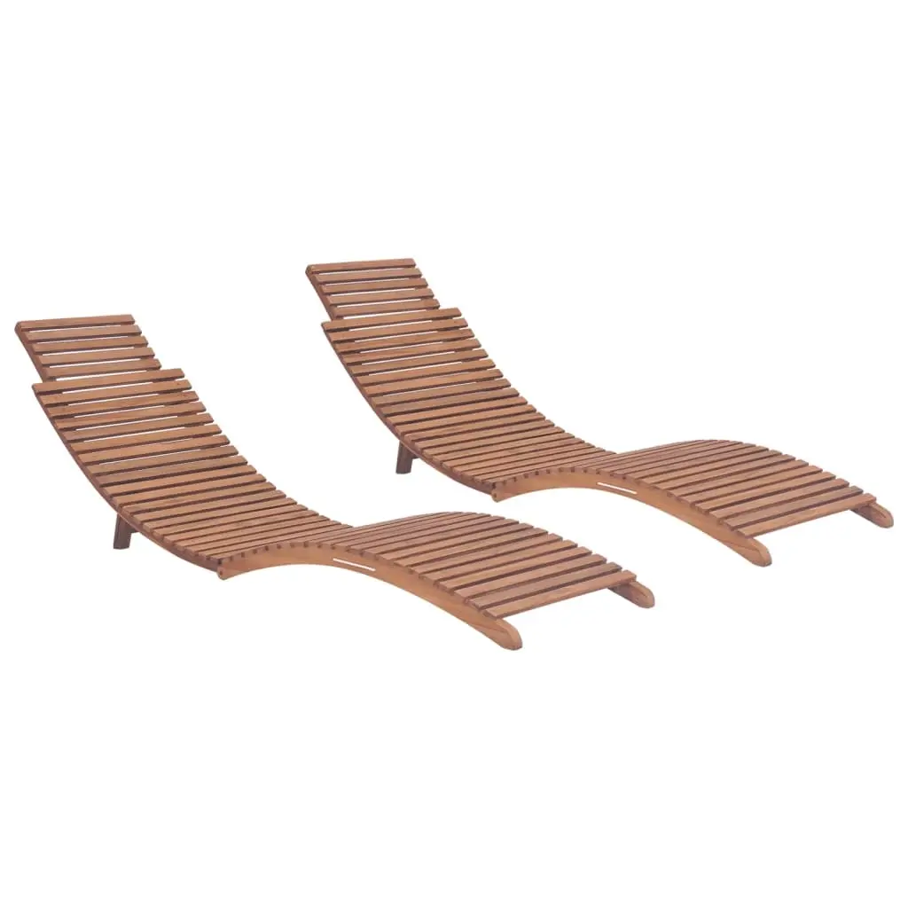 Folding Sun Loungers 2 pcs Solid Teak Wood 3073170 - Up to 65% off Outdoor Furniture