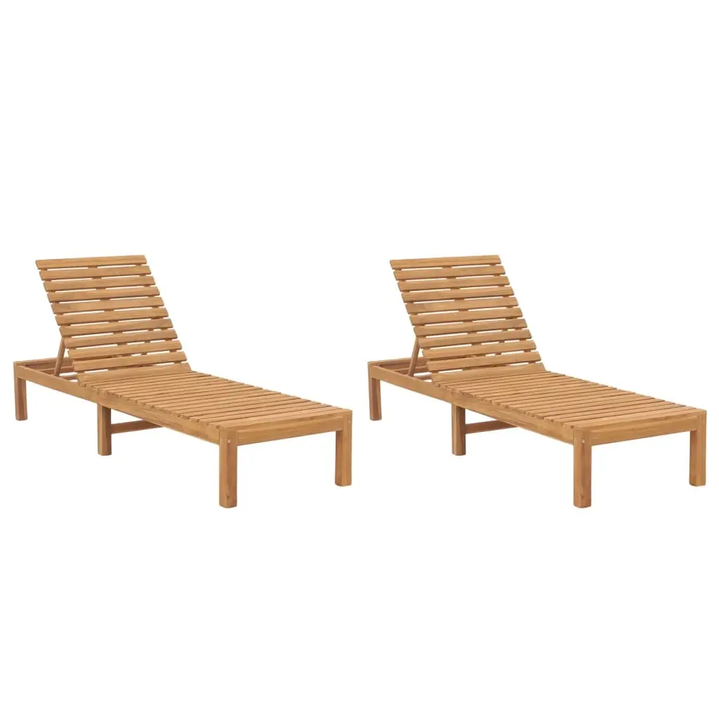 Sun Loungers 2 pcs Solid Wood Teak 3073206 - Furniture