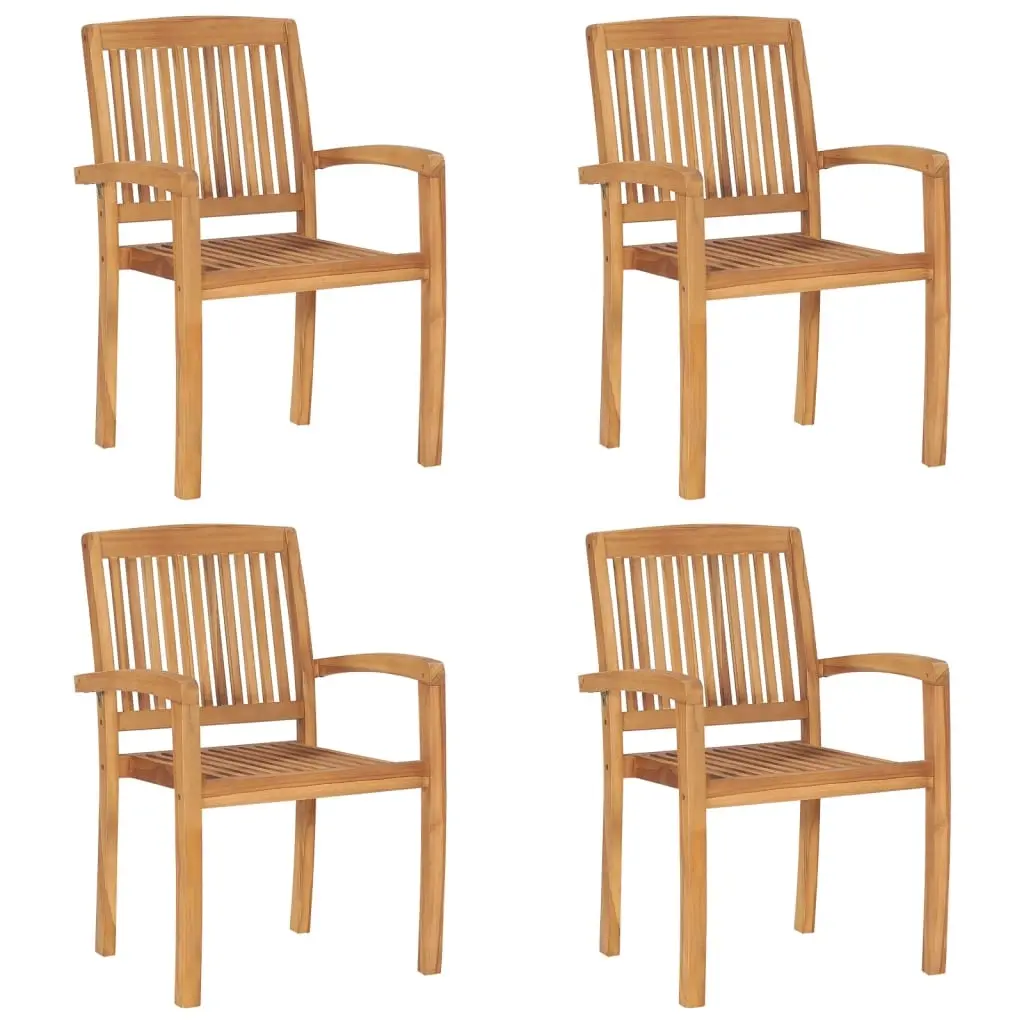 Stacking Garden Chairs 4 pcs Solid Teak Wood 3073207 - Furniture