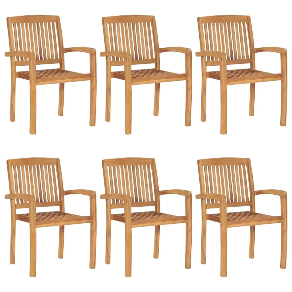 Stacking Garden Chairs 6 pcs Solid Teak Wood 3073208 - Furniture