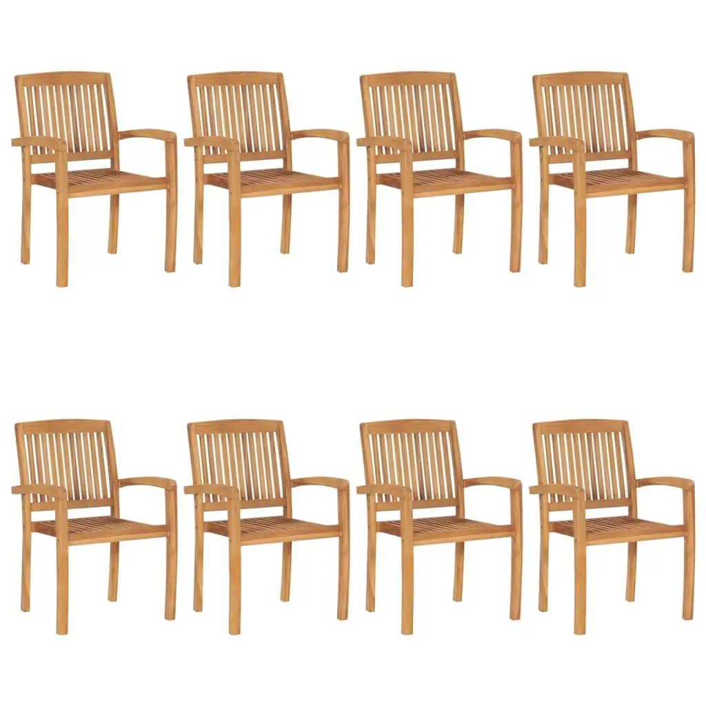 Stacking Garden Chairs 8 pcs Solid Teak Wood 3073209 - Furniture