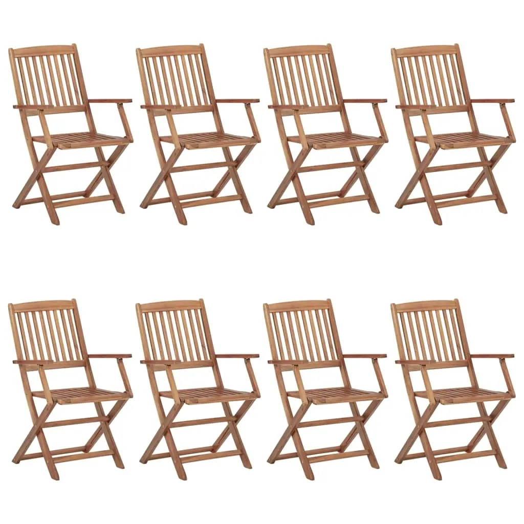 Folding Outdoor Chairs 8 pcs Solid Acacia Wood 3074937 - Furniture