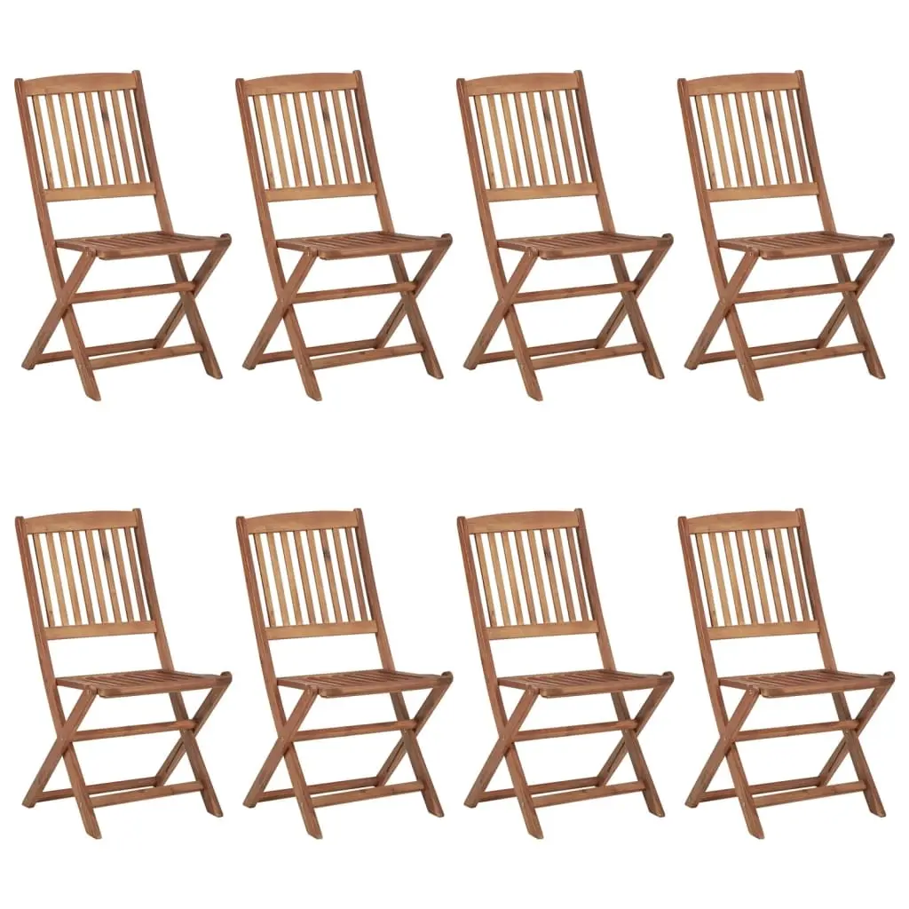 Folding Outdoor Chairs 8 pcs Solid Acacia Wood 3074939 - Furniture