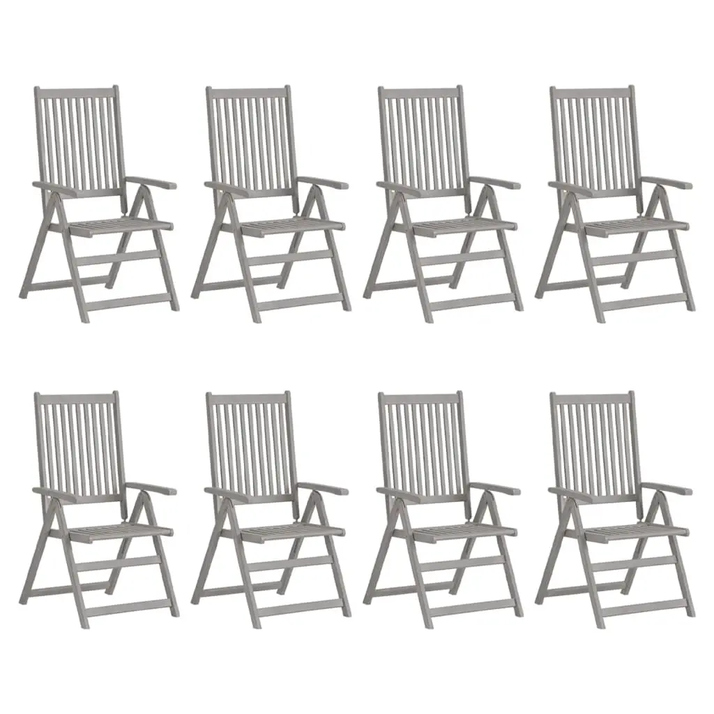 Garden Reclining Chairs 8 pcs Grey Solid Wood Acacia 3075140 - Furniture