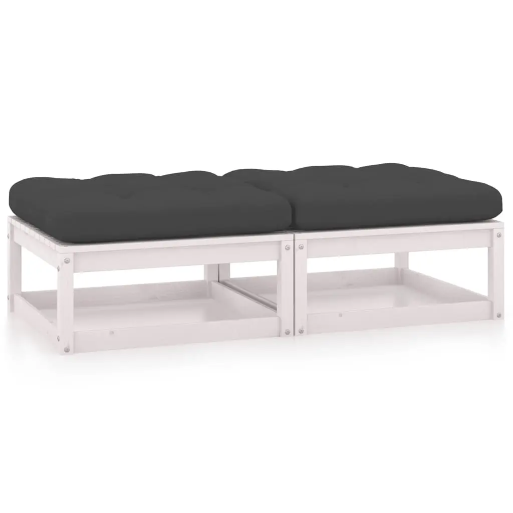 Garden Footstools with Cushions 2 pcs Solid Wood Pine 3076280 - Furniture