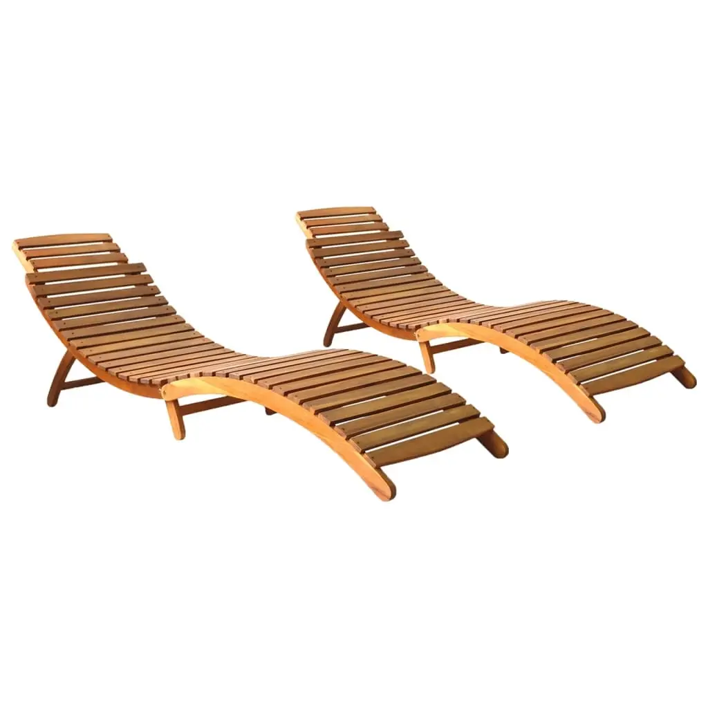 Sun Loungers 2 pcs Solid Wood Acacia 3077360 - Furniture