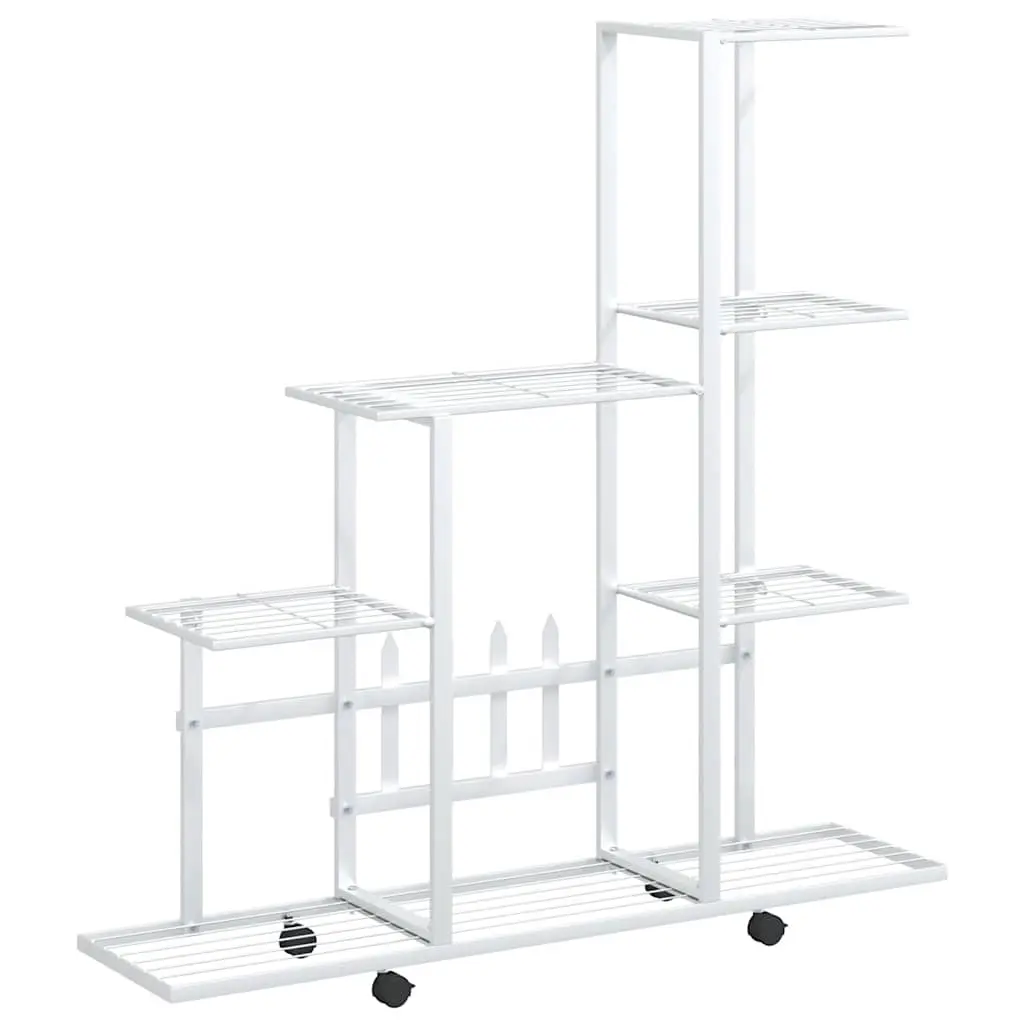Flower Stand with Wheel 94.5x25x92.5 cm White Metal 336115 - Home & Garden
