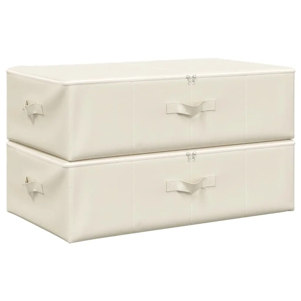 Storage Boxes 2 pcs Fabric 70x40x18 cm Cream 332908 - Home & Garden