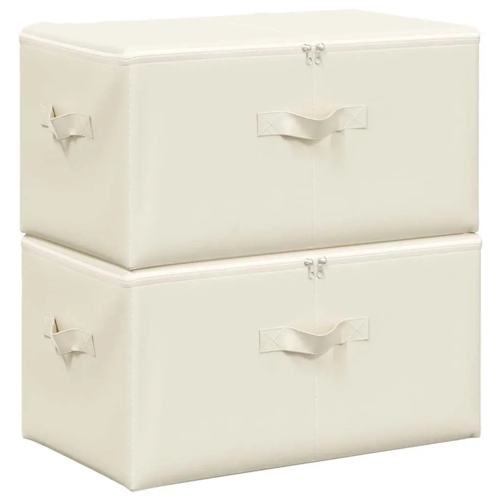 Storage Boxes 2 pcs Fabric 43x34x23 cm Cream 332911 - Home & Garden