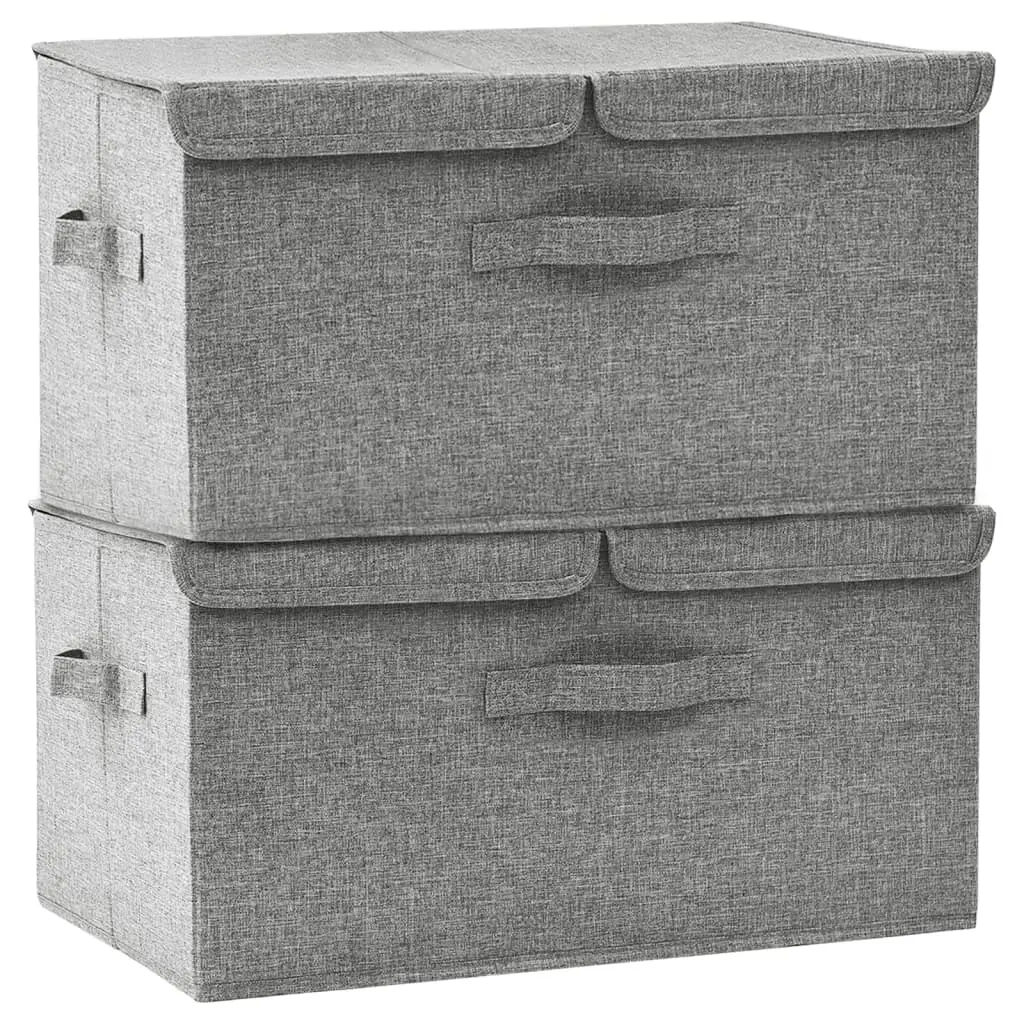 Storage Boxes 2 pcs Fabric 50x30x25 cm Grey 332915 - Home & Garden