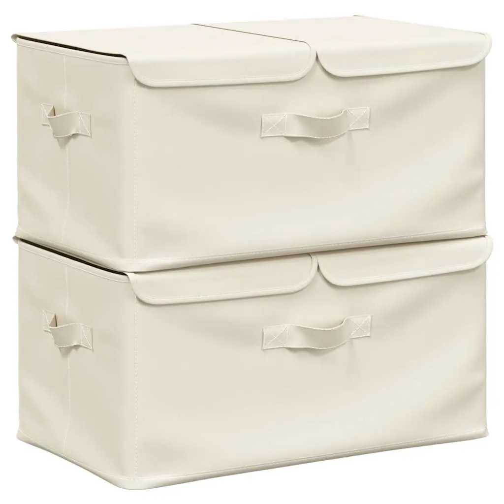 Storage Boxes 2 pcs Fabric 50x30x25 cm Cream 332917 - Home & Garden