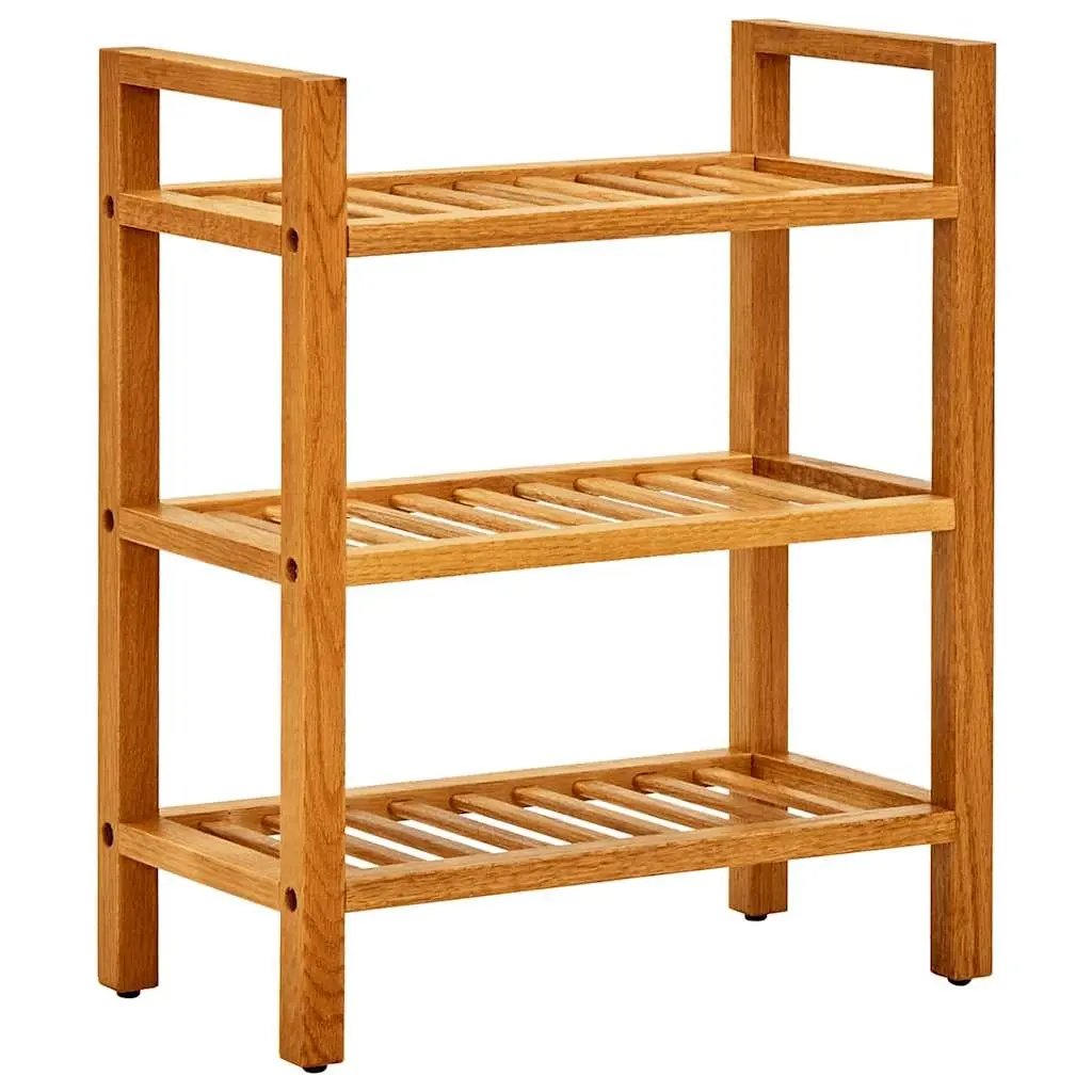 Shoe Rack with 3 Shelves 50x27x60 cm Solid Oak Wood 331745 - Home & Garden
