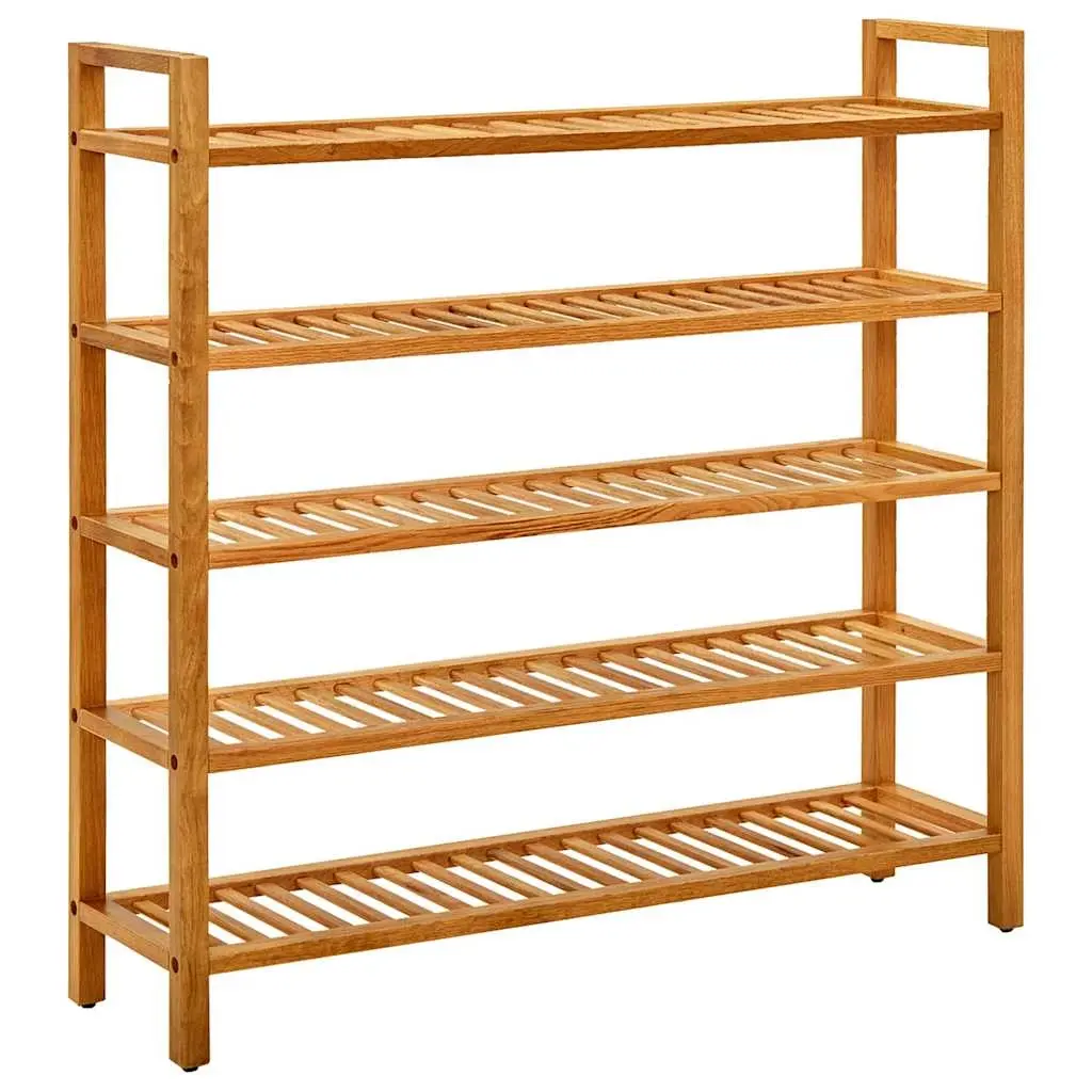 Shoe Rack with 5 Shelves 100x27x100 cm Solid Oak Wood 331751 - Home & Garden