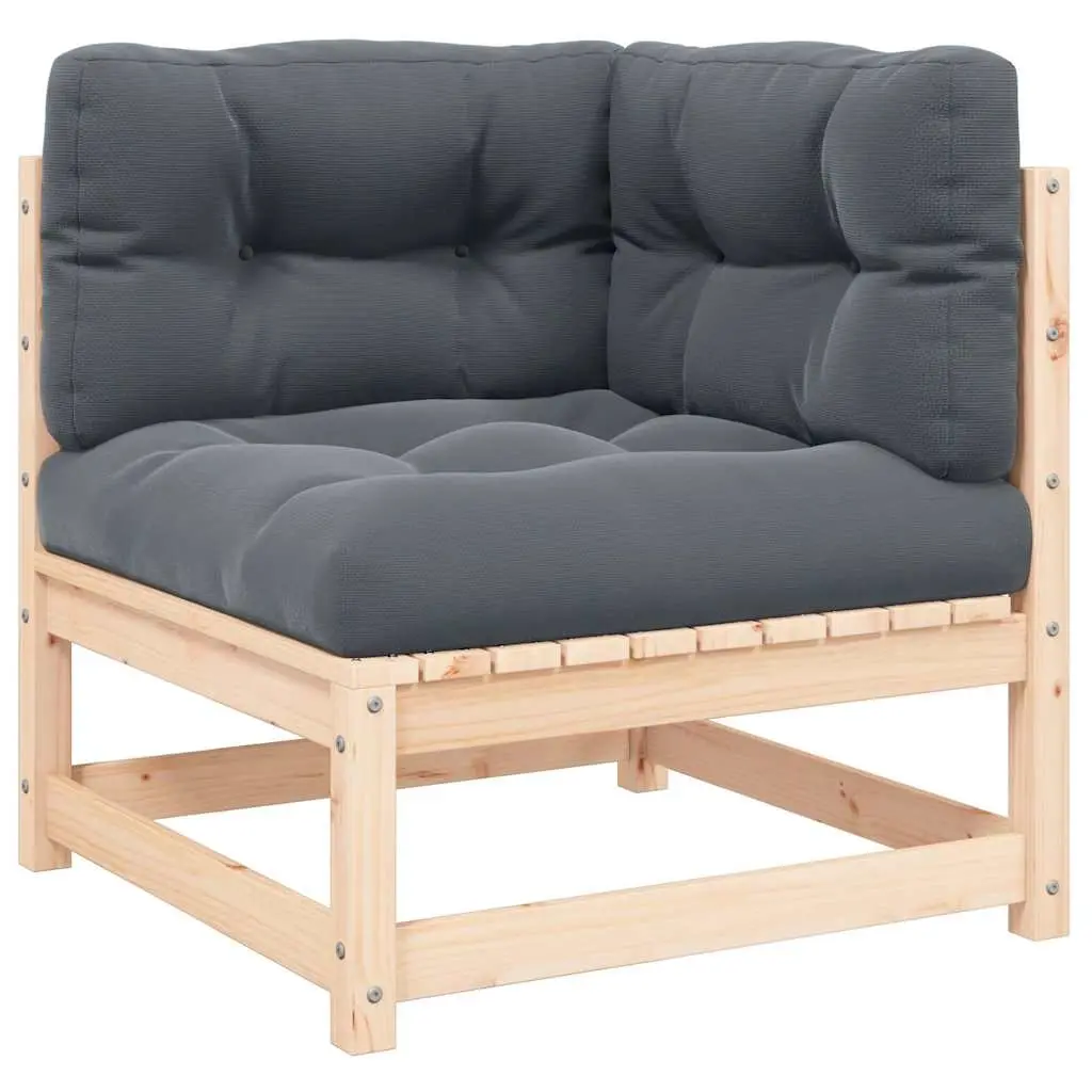 Garden Corner Sofa with Anthracite Cushions Solid Pinewood 807286 - Furniture