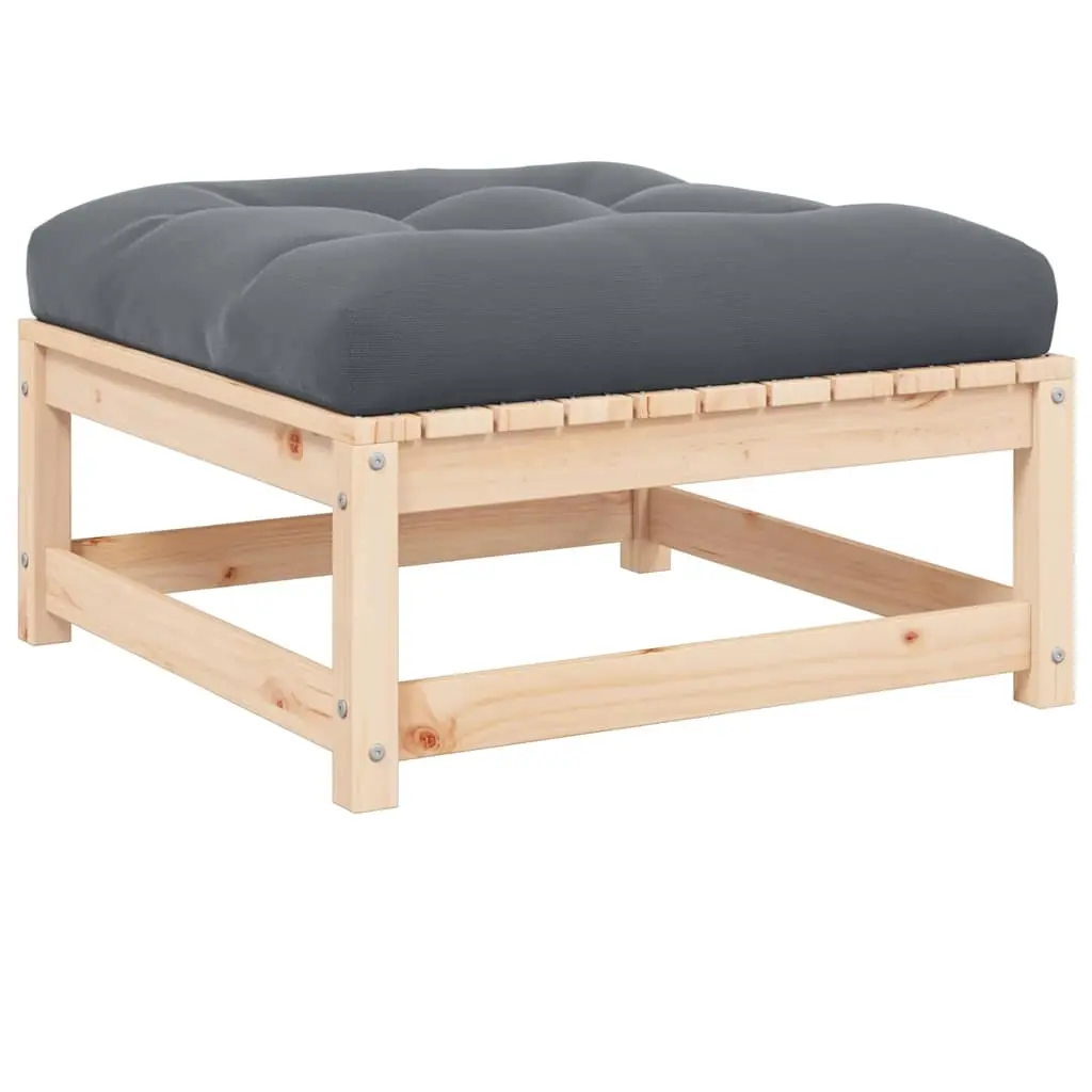 Garden Footstool with Cushion Solid Pinewood 807288 - Furniture