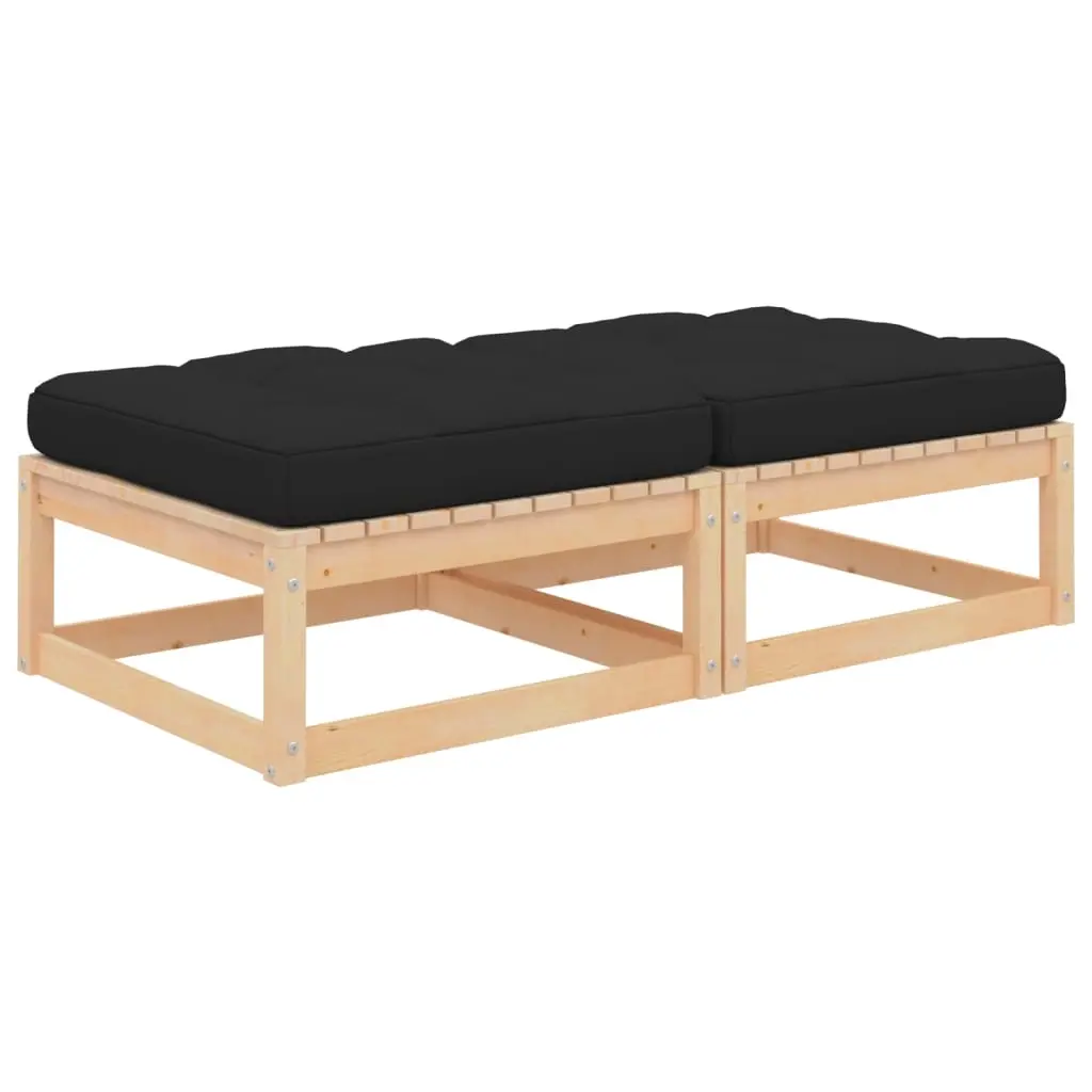 Garden Footstools with Cushions 2 pcs Solid Pinewood 807291 - Furniture