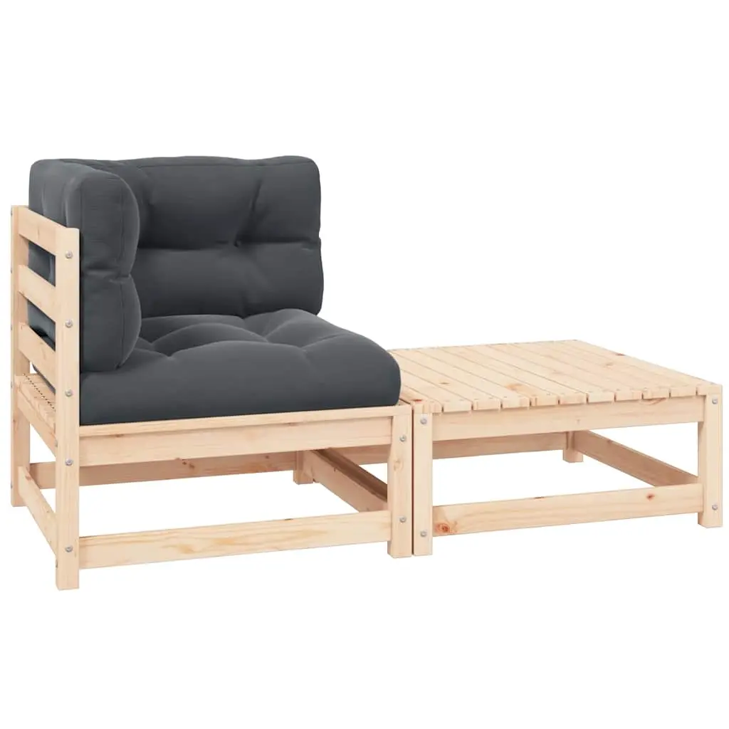 2 Piece Garden Lounge Set with Cushions Solid Pinewood 807293 - Furniture