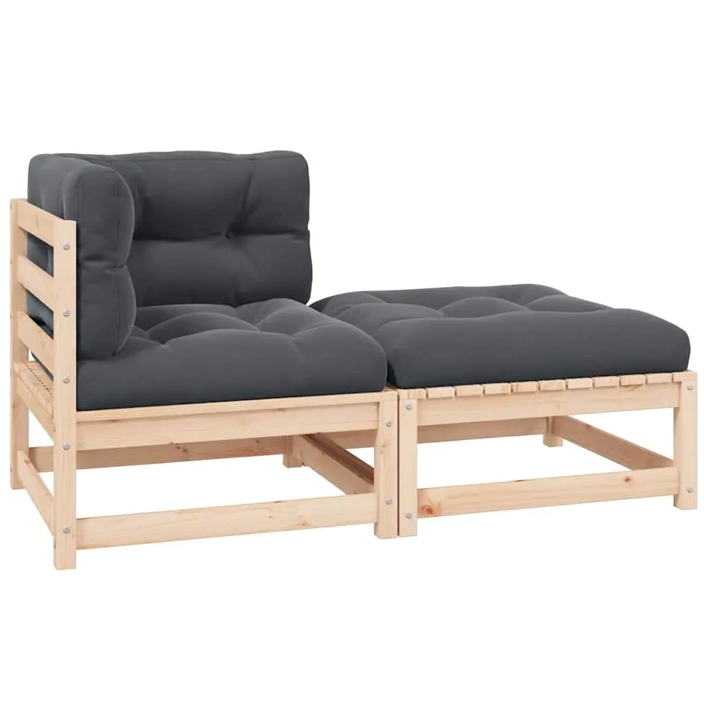 2 Piece Garden Lounge Set with Cushions Solid Pinewood 807294 - Furniture