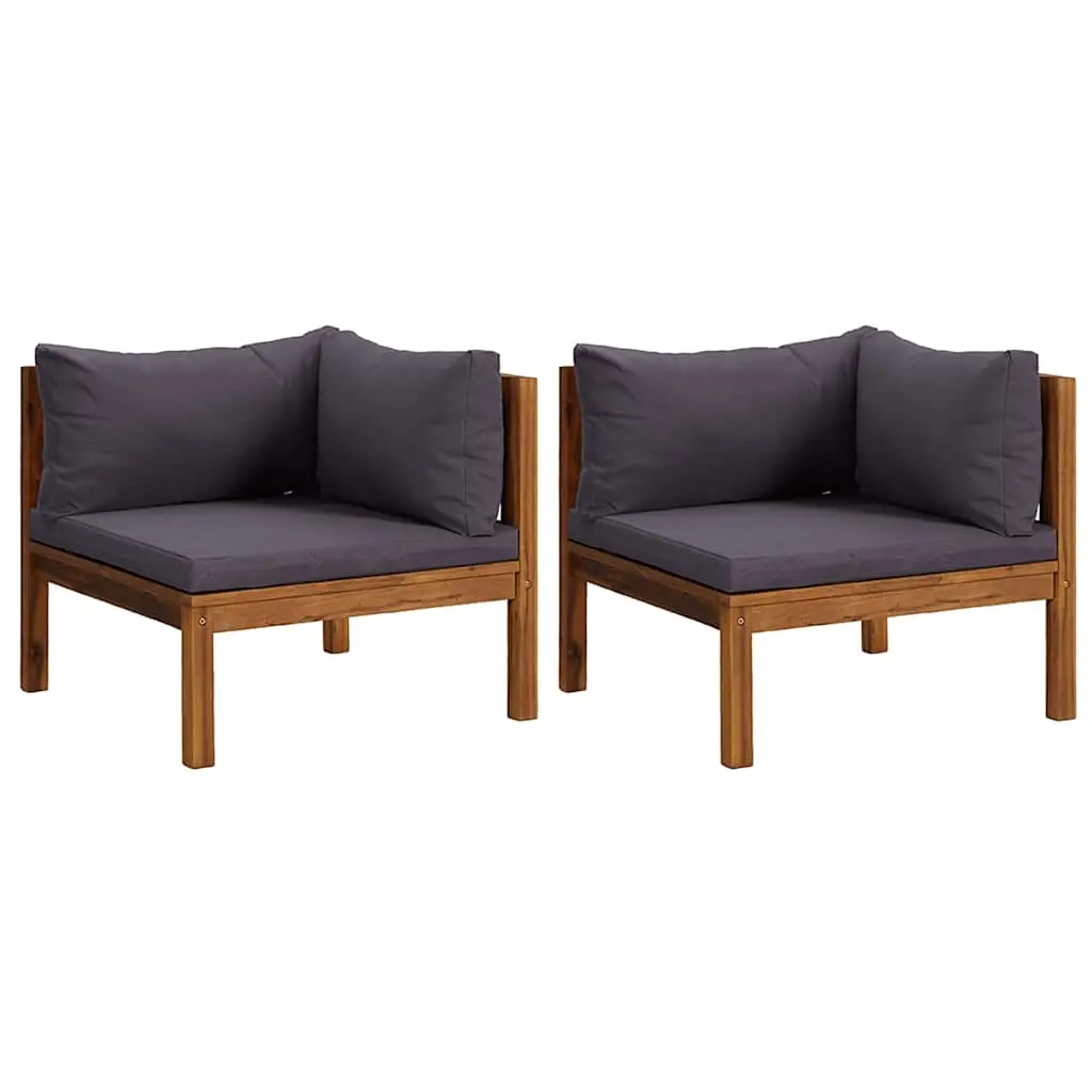 Corner Sofas 2 pcs with Dark Grey Cushions Solid Acacia Wood 316278 - Furniture