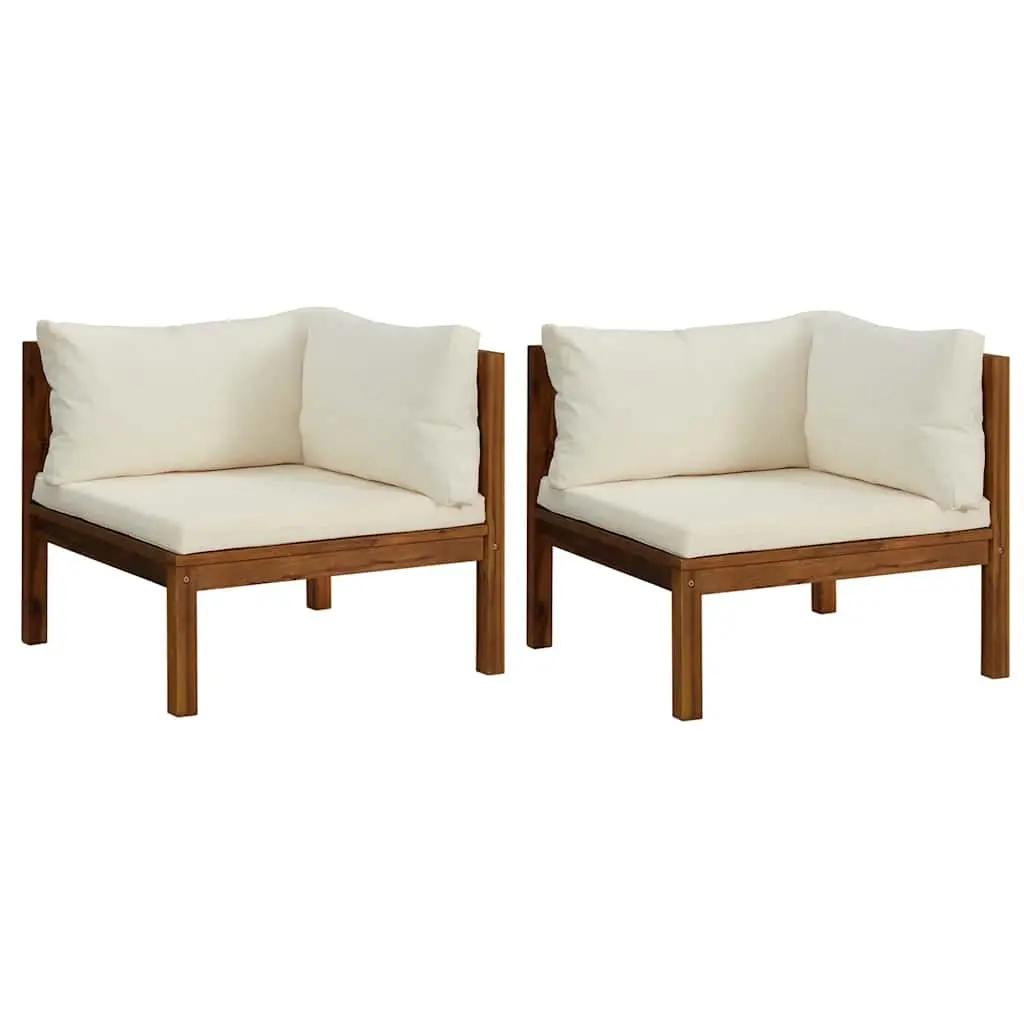 Corner Sofas 2 pcs with Cream White Cushions Solid Acacia Wood 316279 - Furniture