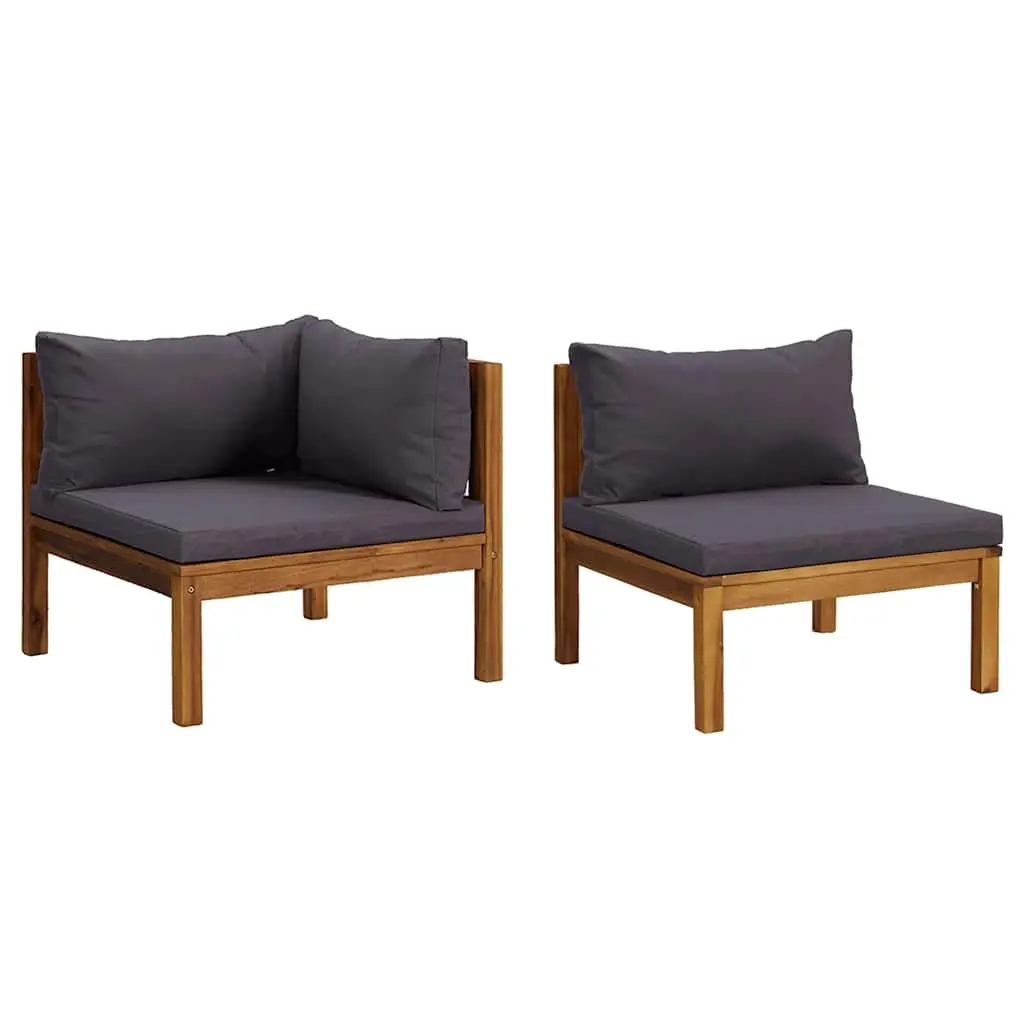 2 Piece Sofa Set with Dark Grey Cushions Solid Acacia Wood 316282 - Furniture