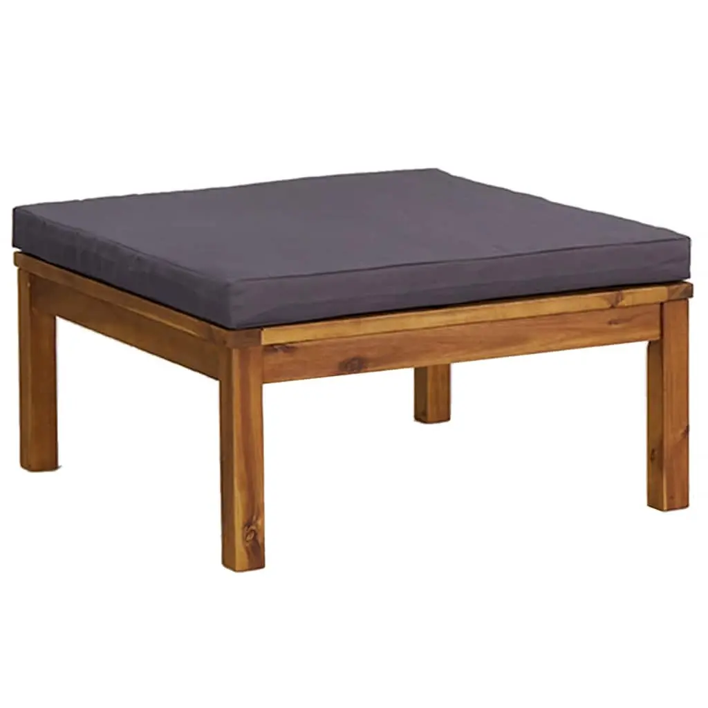 Footrest with Dark Grey Cushion Solid Acacia Wood 316290 - Furniture