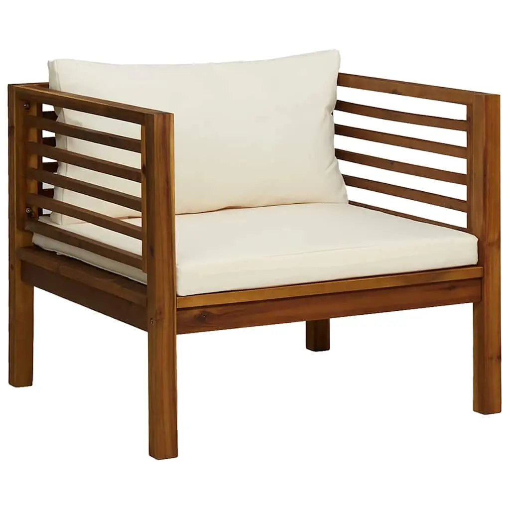 Garden Chair with Cream White Cushions Solid Acacia Wood 316294 - Furniture
