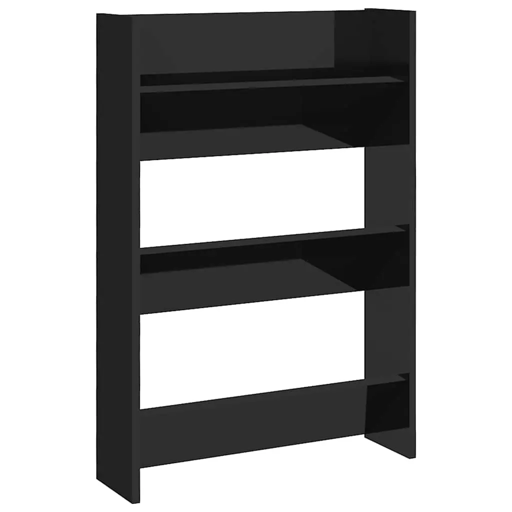 Wall Shoe Cabinet High Gloss Black 60x18x90 cm Engineered Wood 806773 - Home & Garden