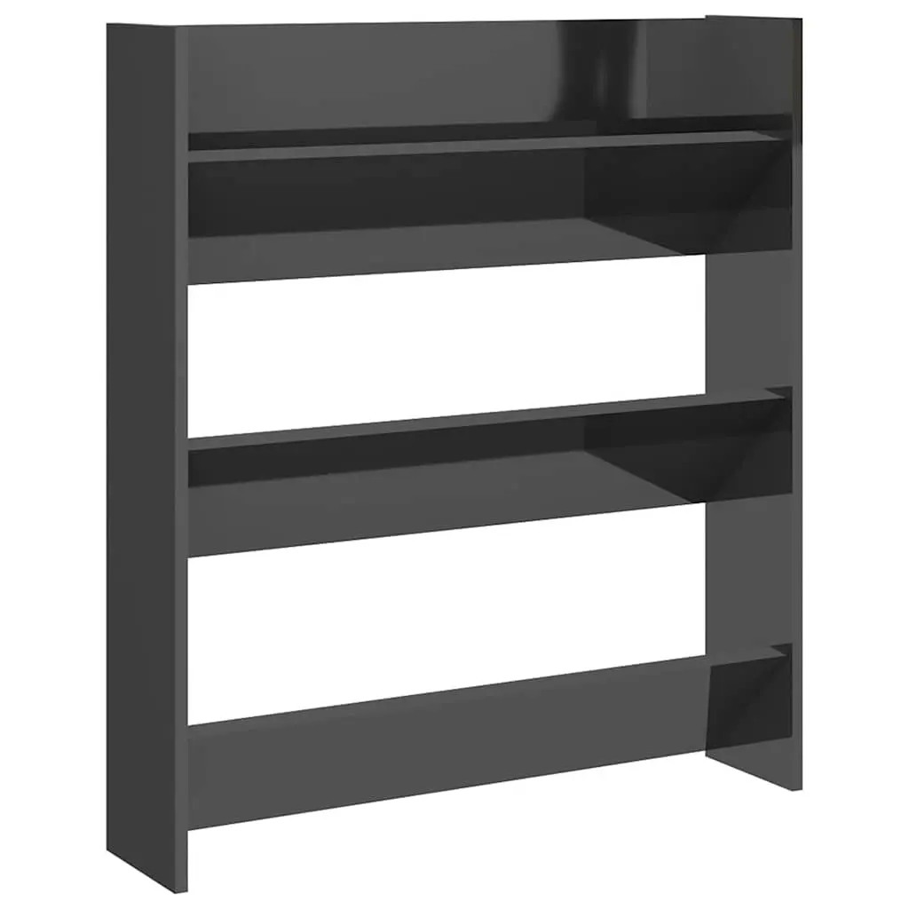 Wall Shoe Cabinet High Gloss Grey 80x18x90 cm Engineered Wood 806793 - Home & Garden