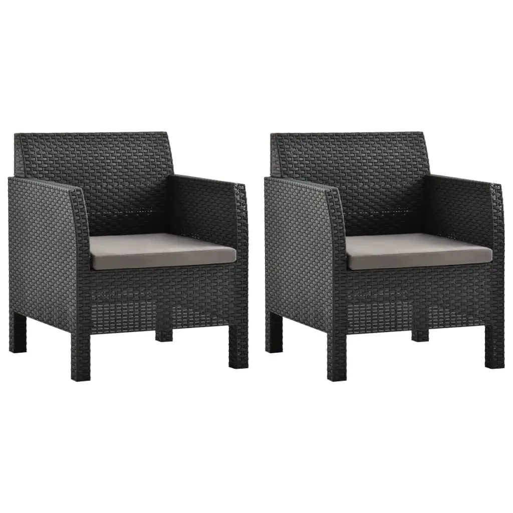 Garden Chairs with Cushions 2 pcs PP Rattan Anthracite 3079666 - Furniture