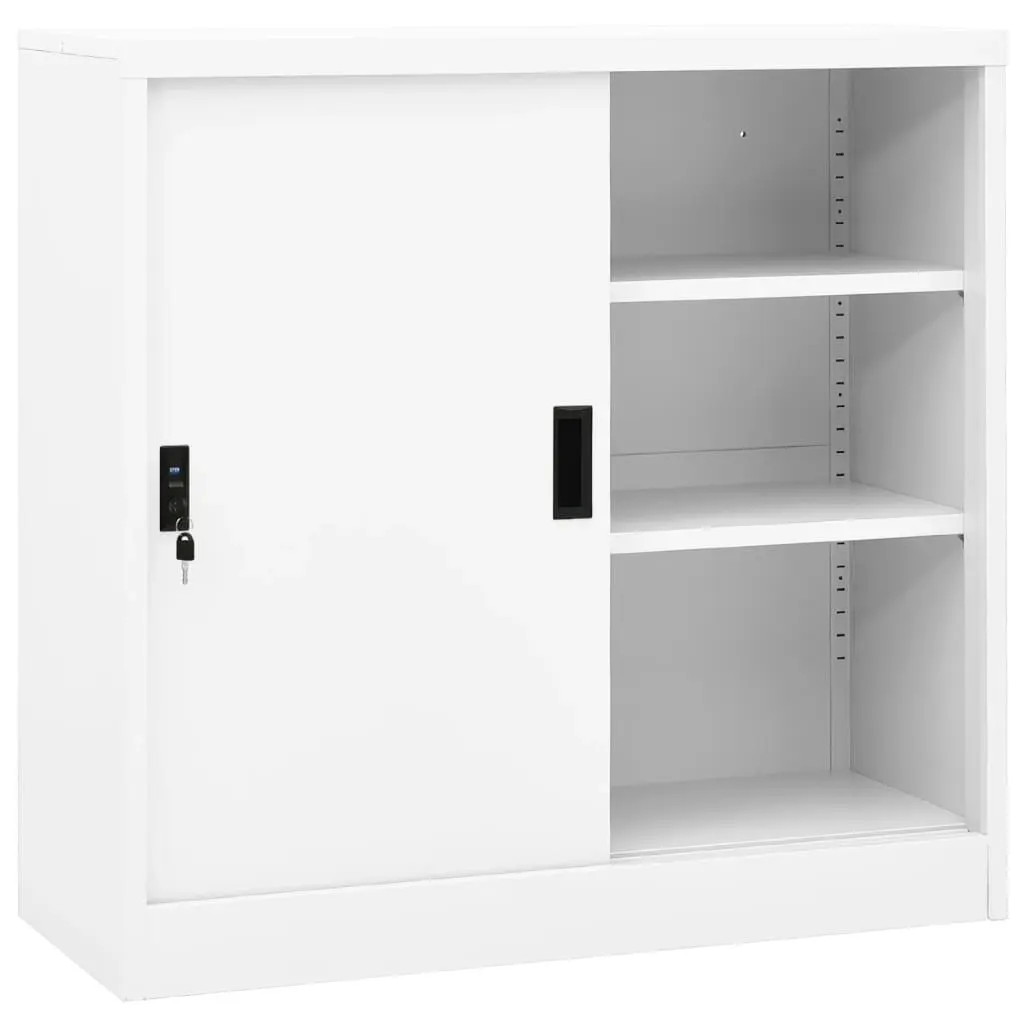 Office Cabinet with Sliding Door White 90x40x90 cm Steel 335950 - Furniture
