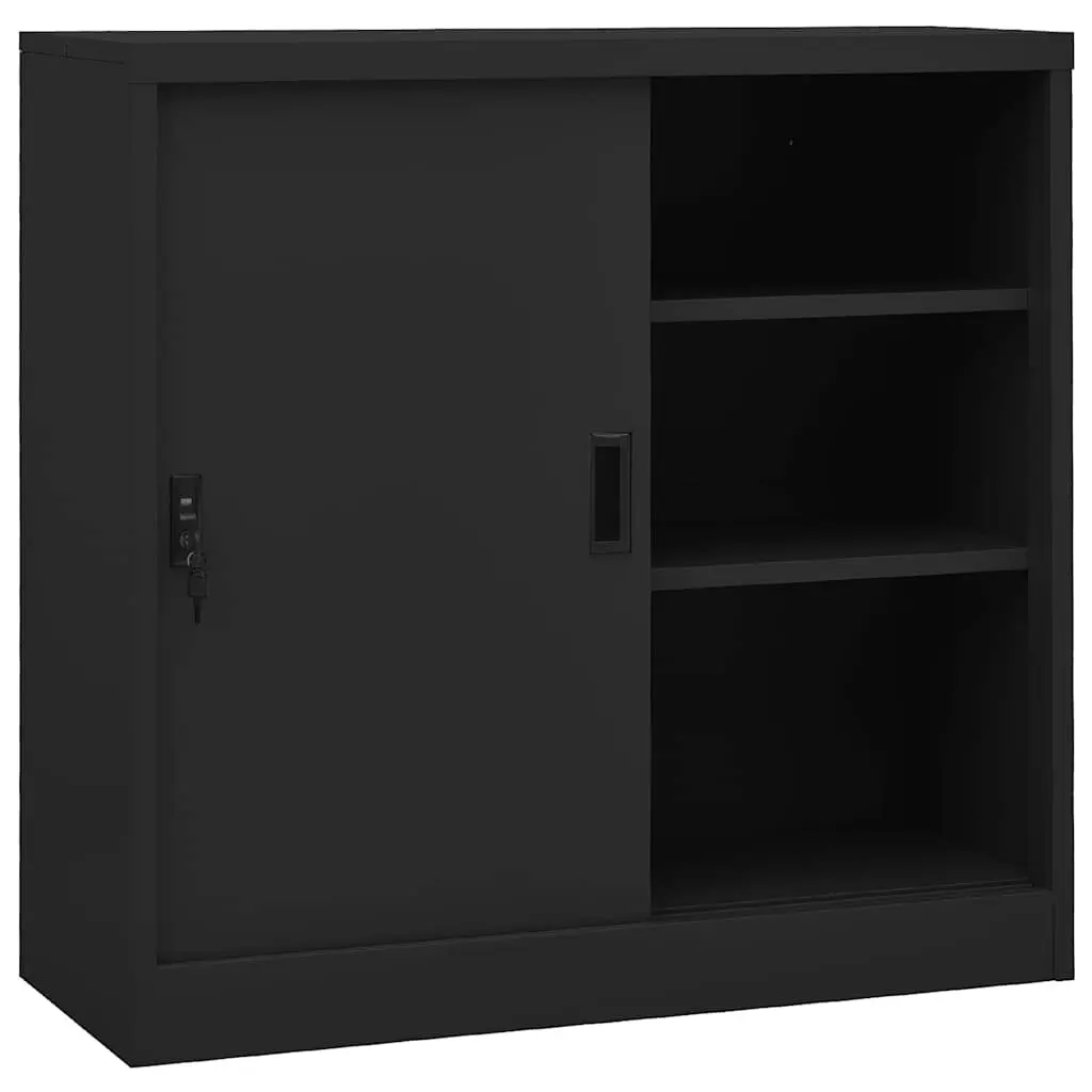 Office Cabinet with Sliding Door Anthracite 90x40x90 cm Steel 335953 - Furniture