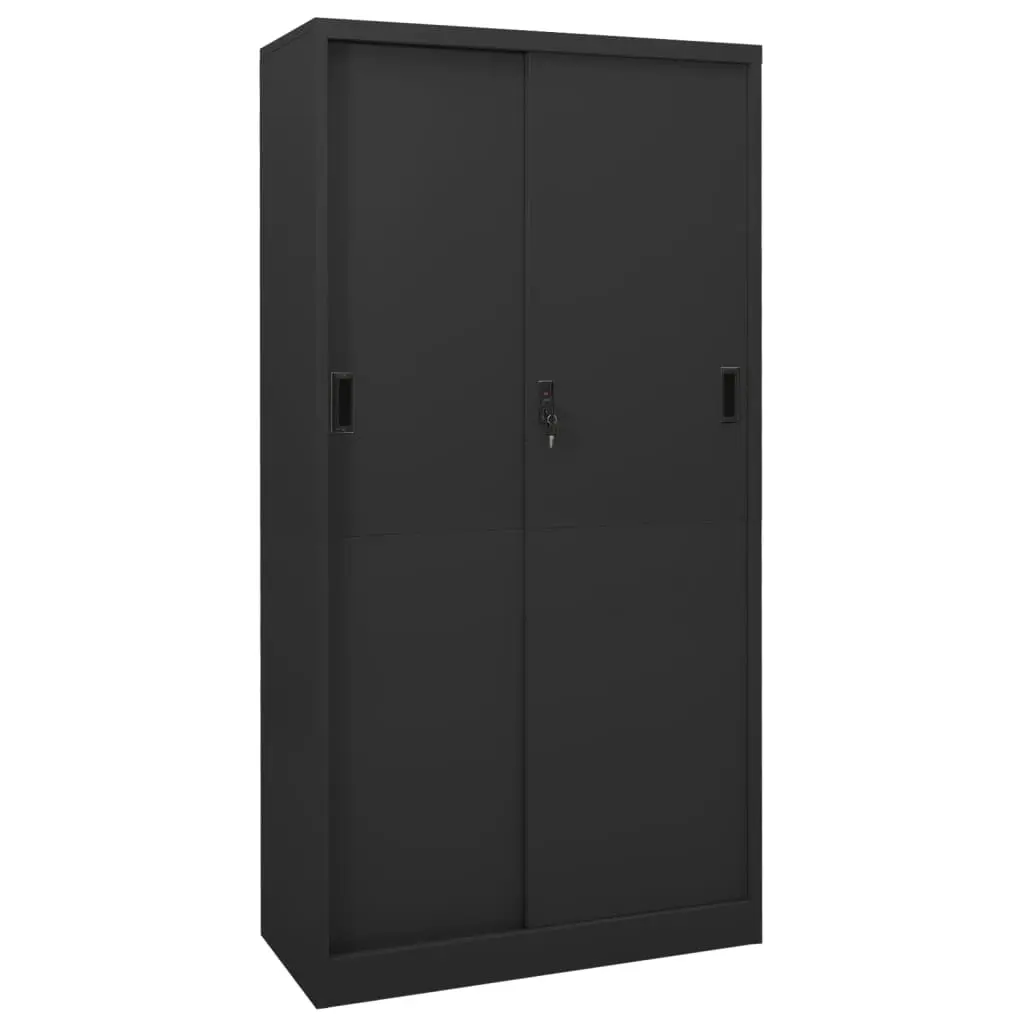 Office Cabinet with Sliding Door Anthracite 90x40x180 cm Steel 335961 - Furniture