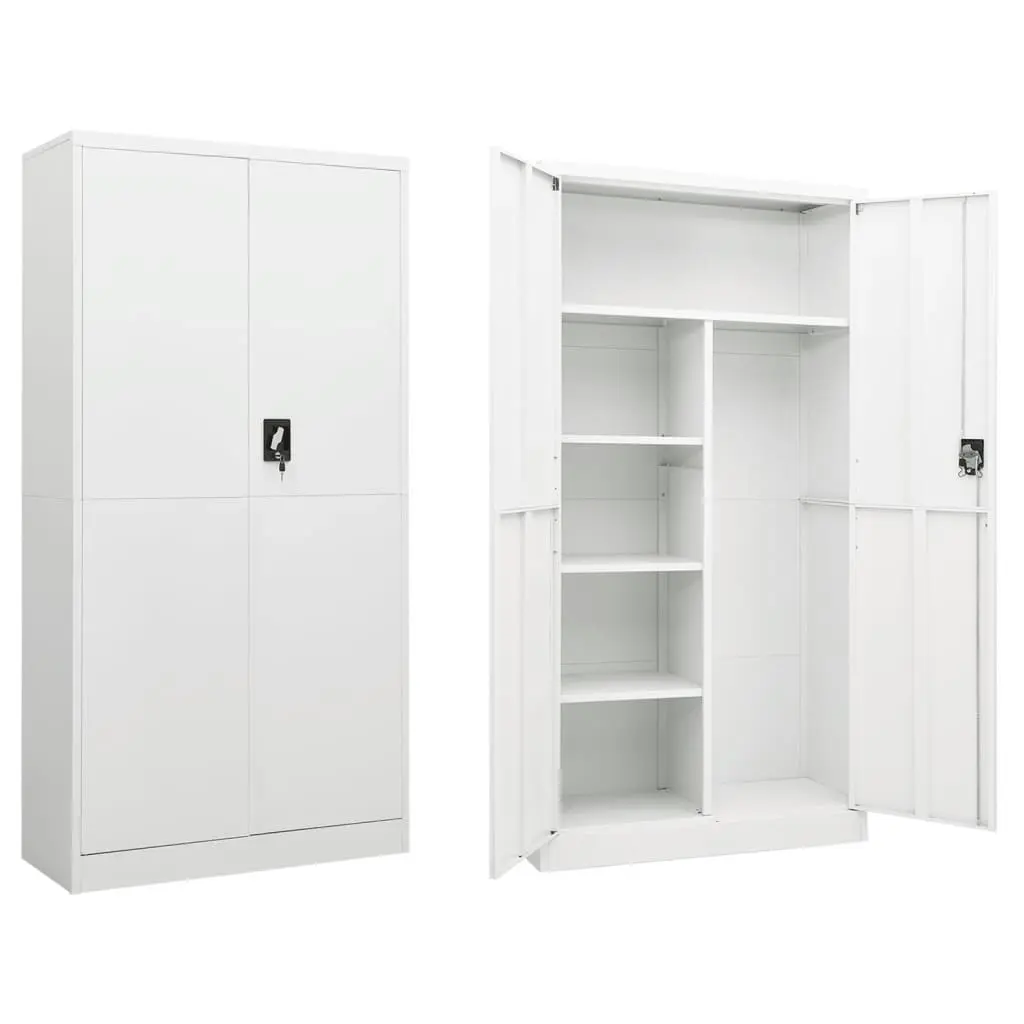 Locker Cabinet White 90x40x180 cm Steel 335970 - Furniture