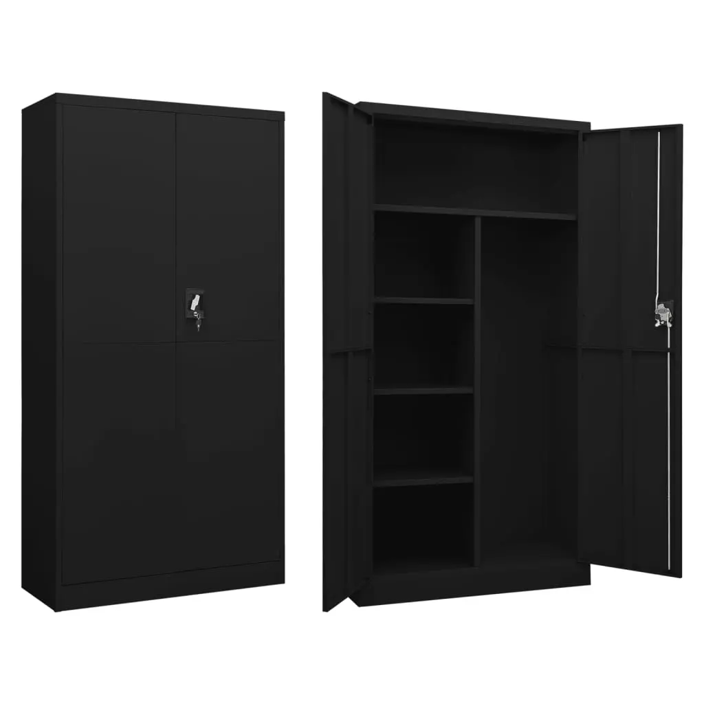 Locker Cabinet Black 90x40x180 cm Steel 335972 - Furniture