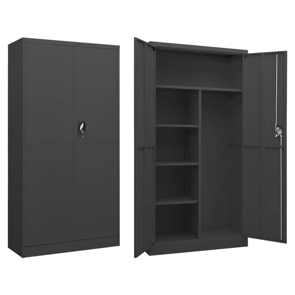 Locker Cabinet Anthracite 90x40x180 cm Steel 335973 - Furniture