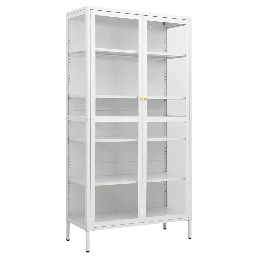 Display Cabinet White 90x40x180 cm Steel and Tempered Glass 336080 - Furniture