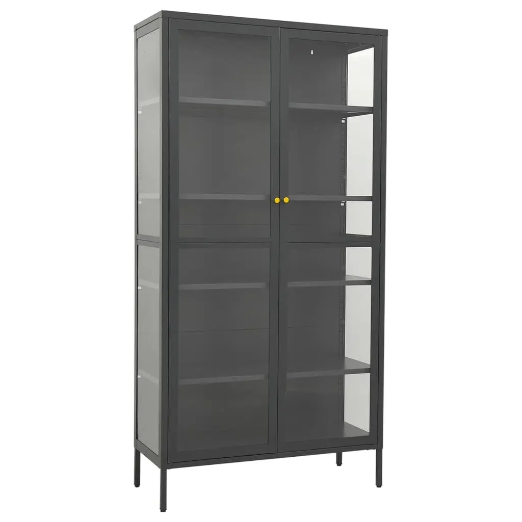 Display Cabinet Anthracite 90x40x180 cm Steel and Tempered Glass 336081 - Furniture
