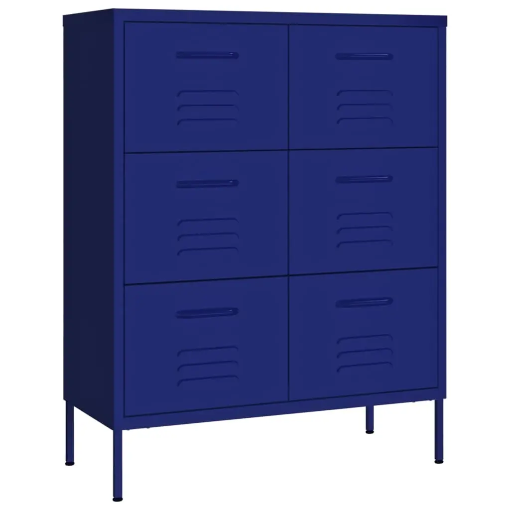 Drawer Cabinet Navy Blue 80x35x101.5 cm Steel 336145 - Furniture